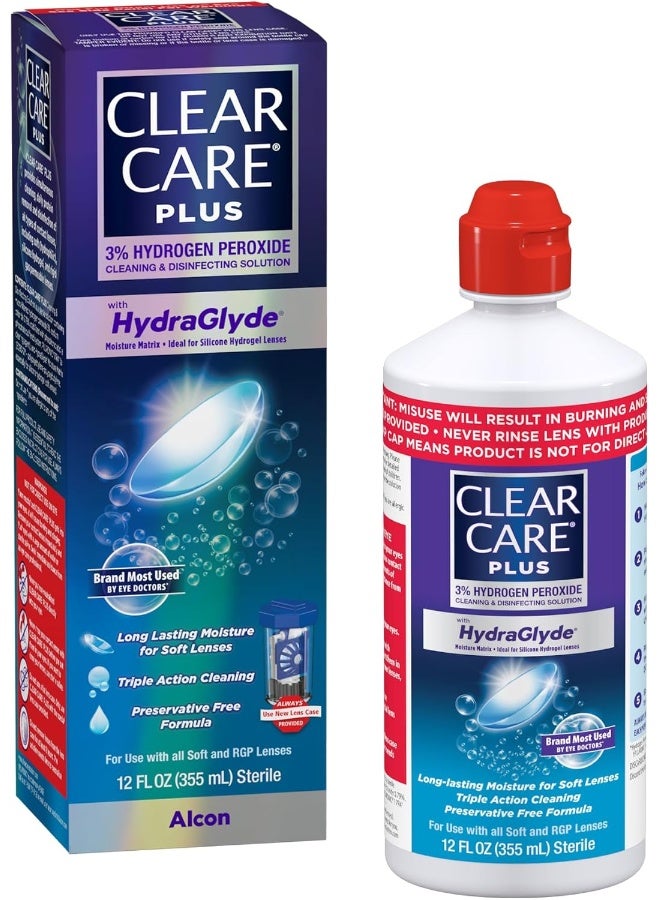 CLEAR CARE PLUS Cleaning and Disinfecting Solution with Lens Case, 12-Ounces - Image 1